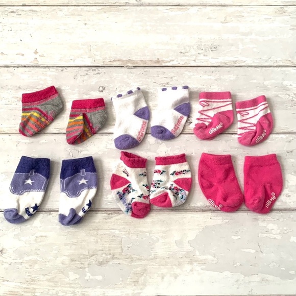Baby Girl 6-12m Socks Bundle Set of 6 Pairs Pink Purple Colors Little Me 6m 9m - Picture 1 of 3